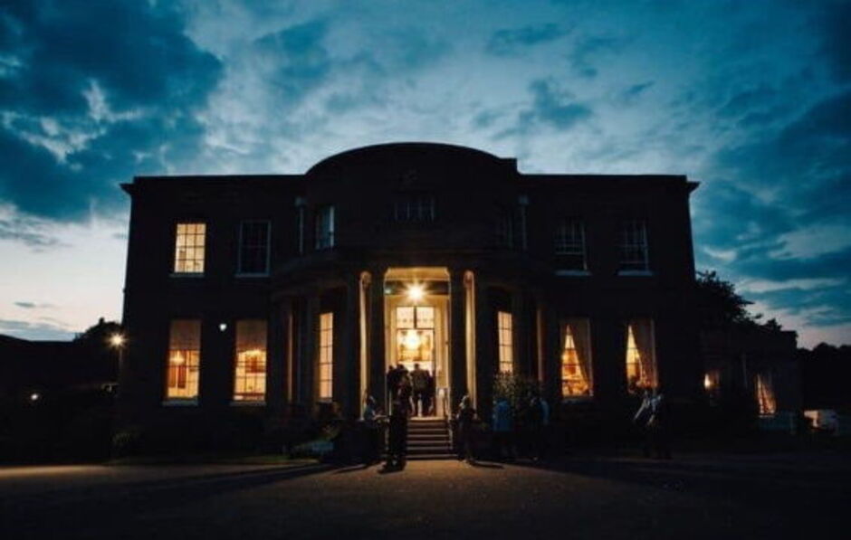 Evening wedding celebration at Brocton Hall