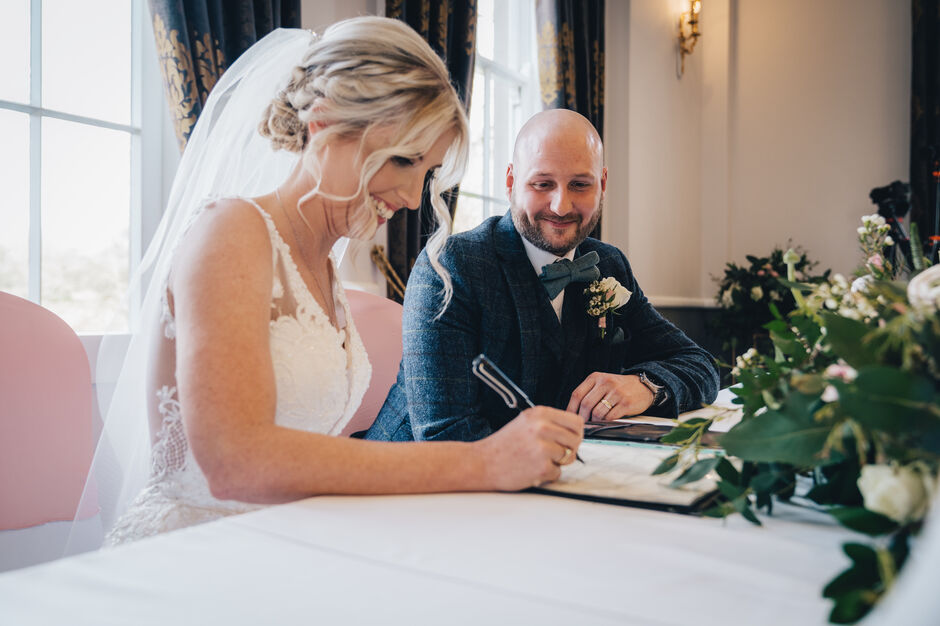 Signing the Register Brocton Hall Stafford wedding venue