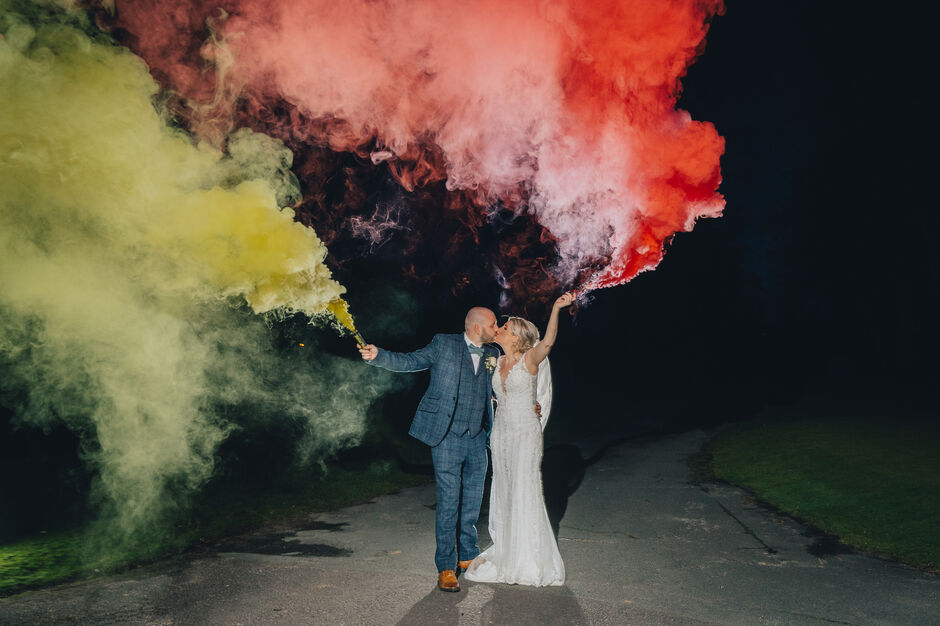 Evening wedding at Brocton Hall, Stafford. Evening wedding celebration
